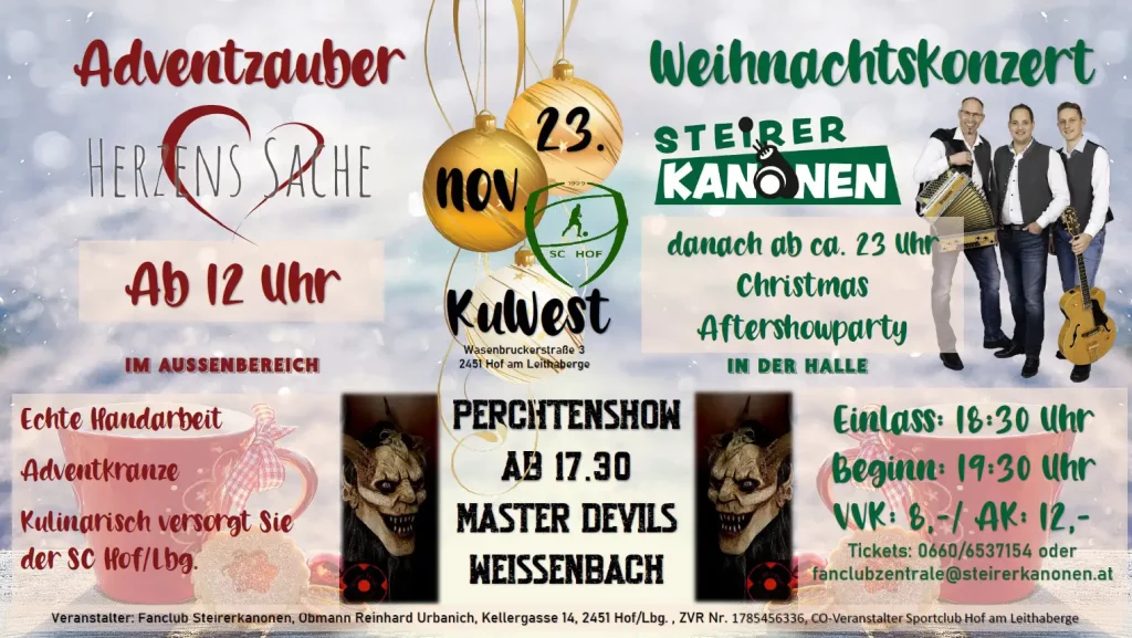 Flyer Steirerkanonen Weihnachtskonzert 2024