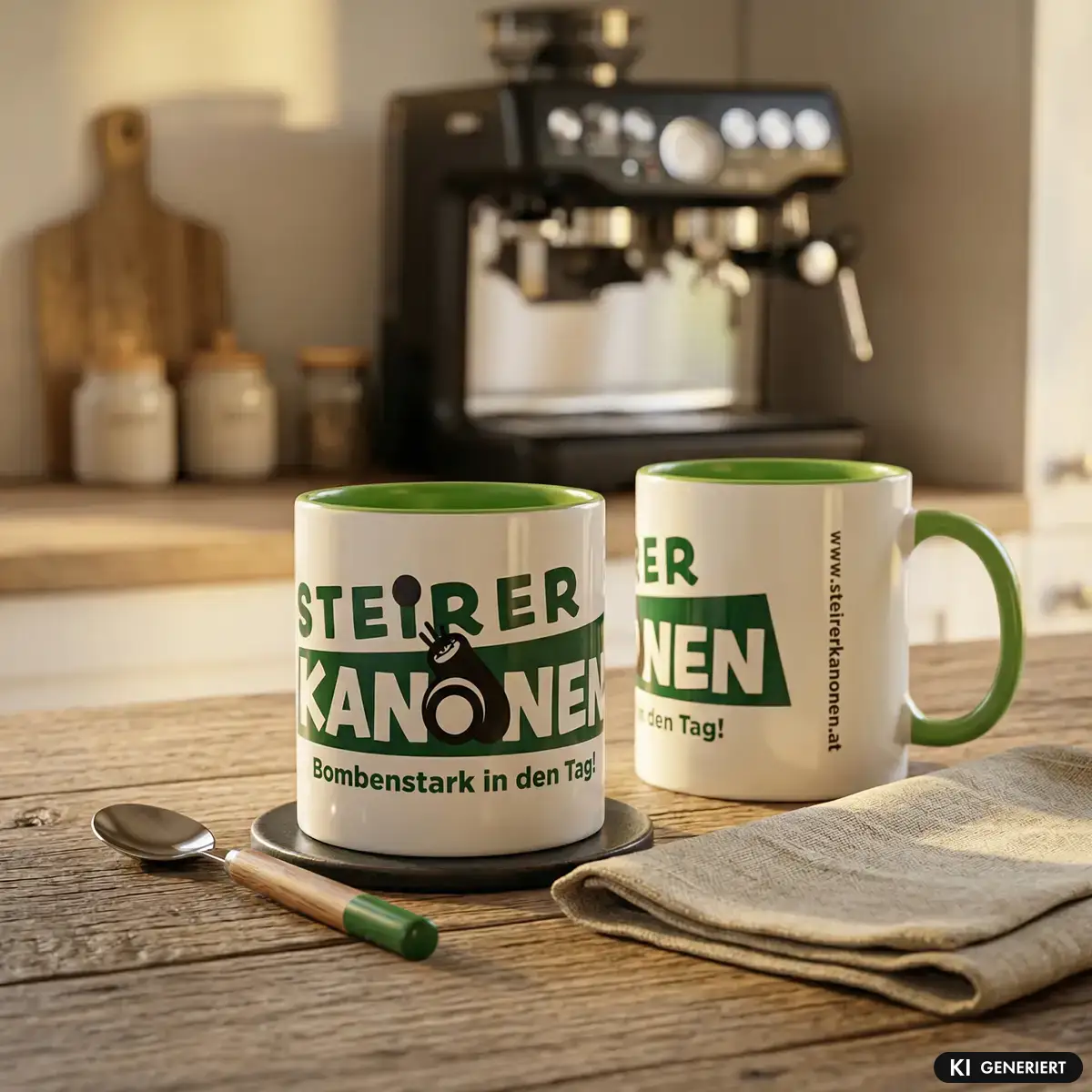 Steirerkanonen Tassen auf einem Küchentisch